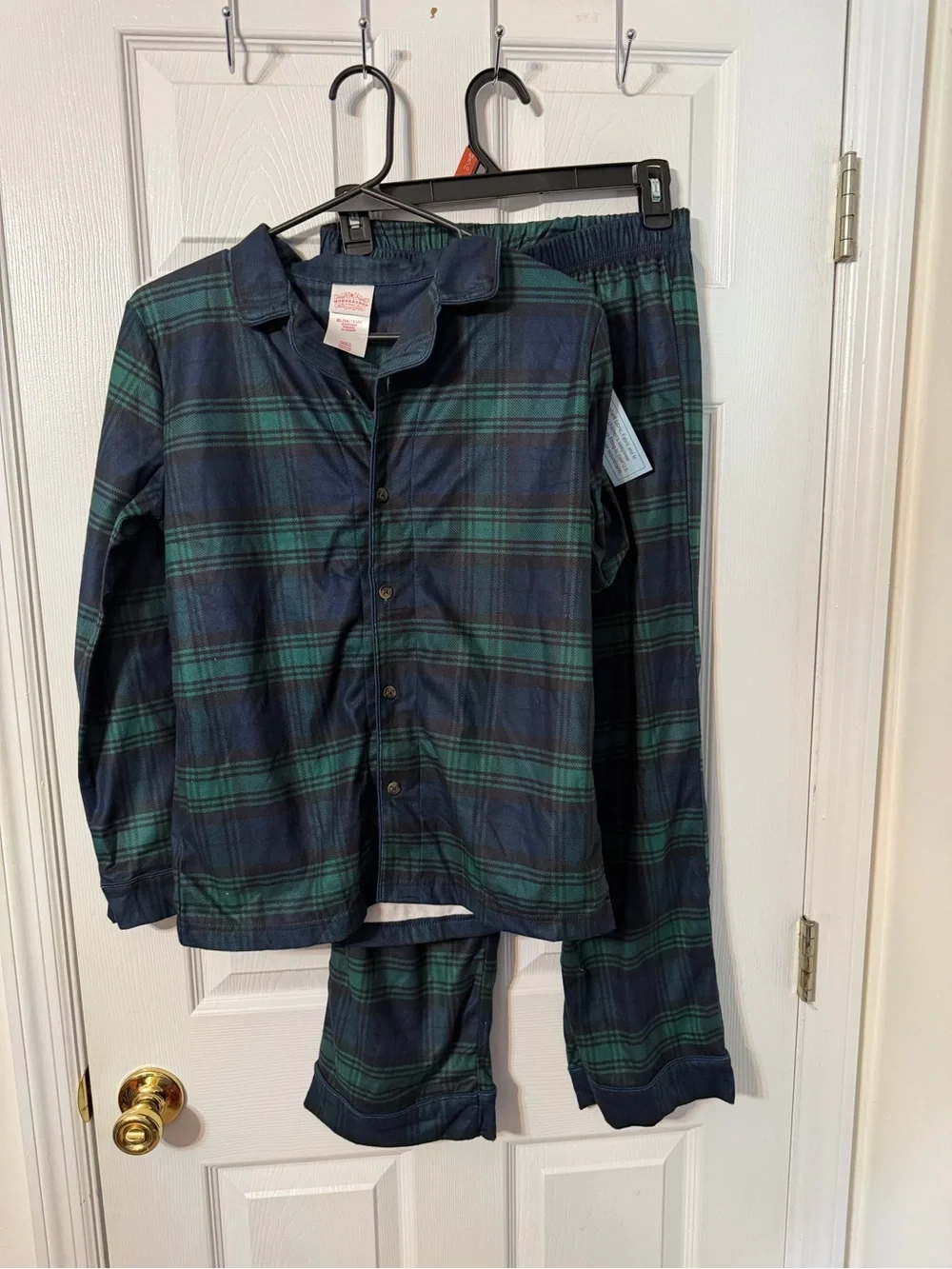Wondershop Navy & Green Plaid Kids Button-Up Pajama Set